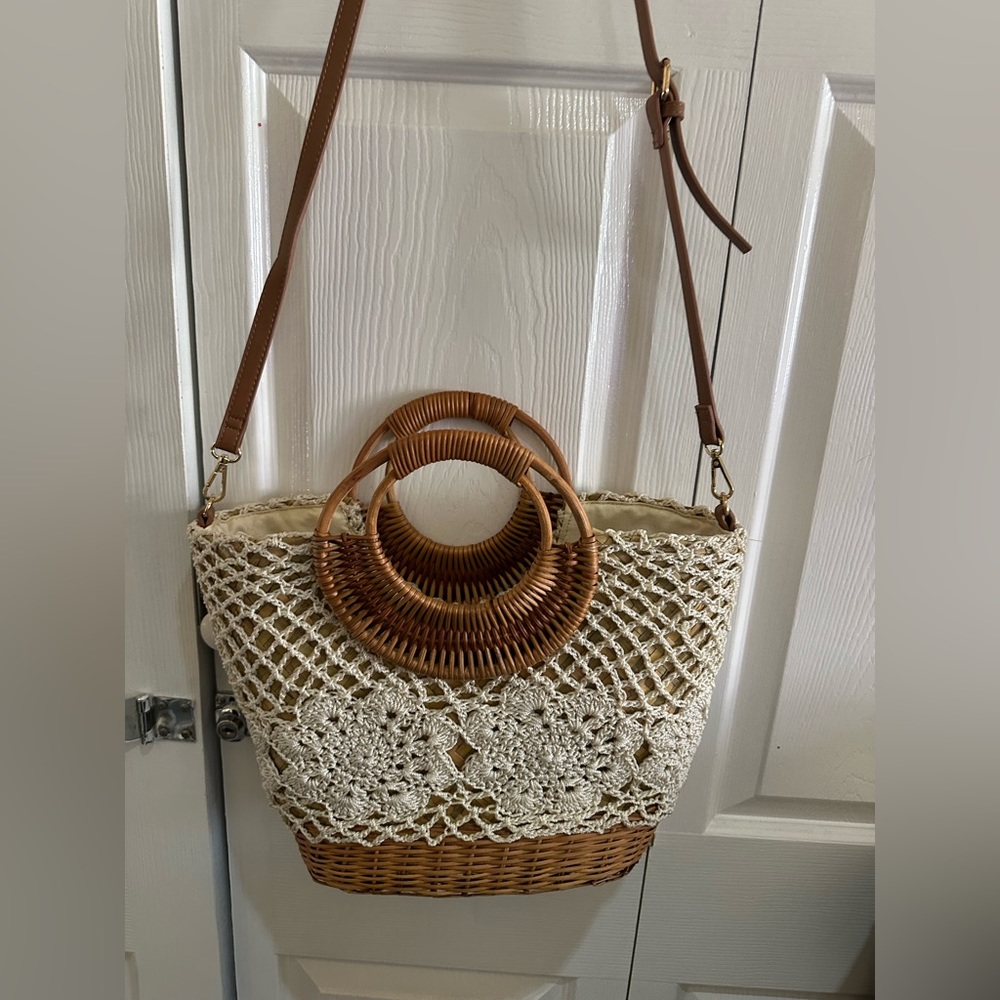 INC ‘Multi Circles’ Crocheted Raffia Bag